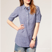 Fashion 100%Cotton Check Fabric Wholesale Women and Girl′s Shirt